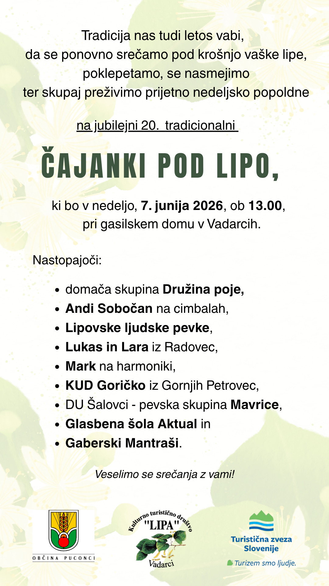Vabilo - Čajanka pod lipo
